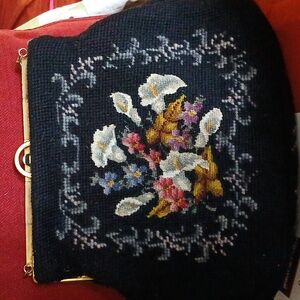Vintgage Needlepoint Purse with chain